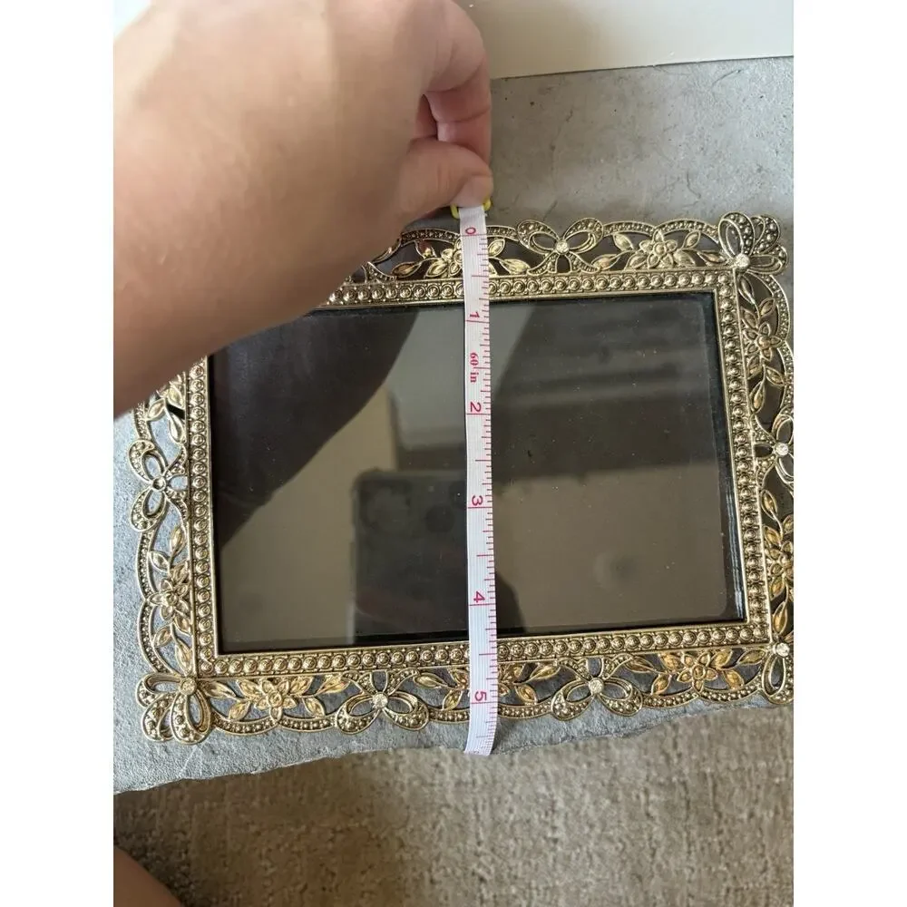 Rectangular Metal Bow Floral Desktop Picture Frame Table Top Home Decor 4 x 6